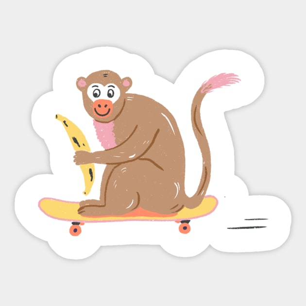 Monkey Skater Sticker by Das Brooklyn